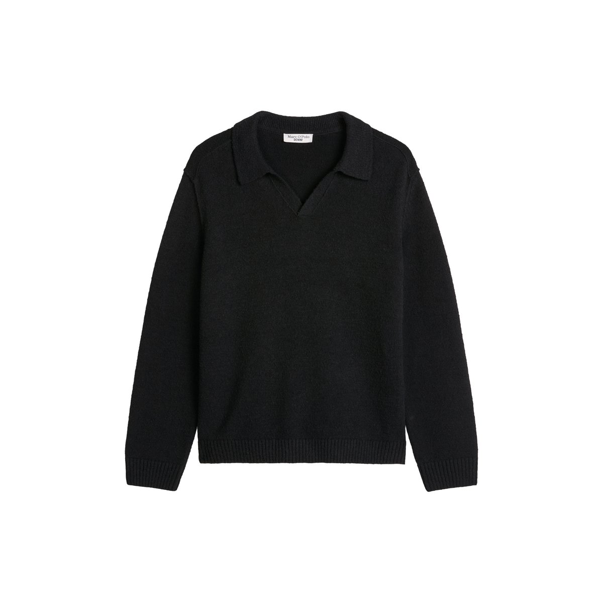 Pull bouclé coupe classique en mélange de coton bio noir, MARC O’POLO DENIM
