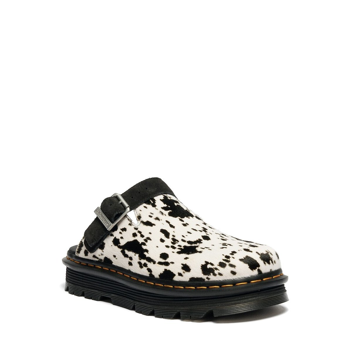 Mules fermées en cuir ZebZag noir/blanc, DR. MARTENS