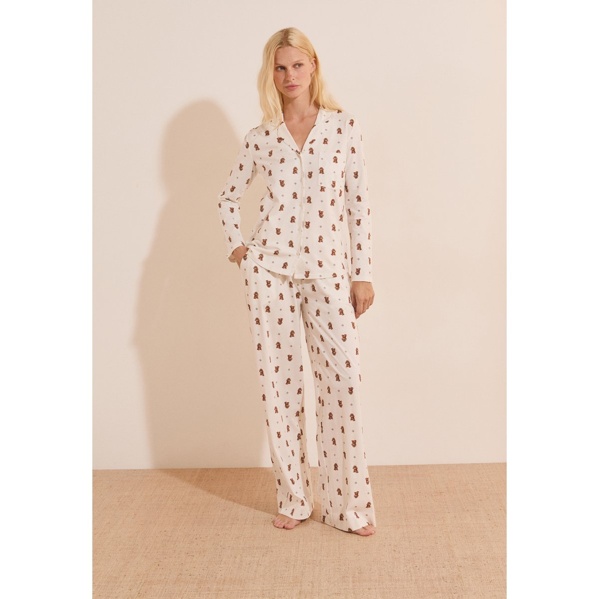 Chemise à motifs chiens en coton RUBY ecru, ETAM