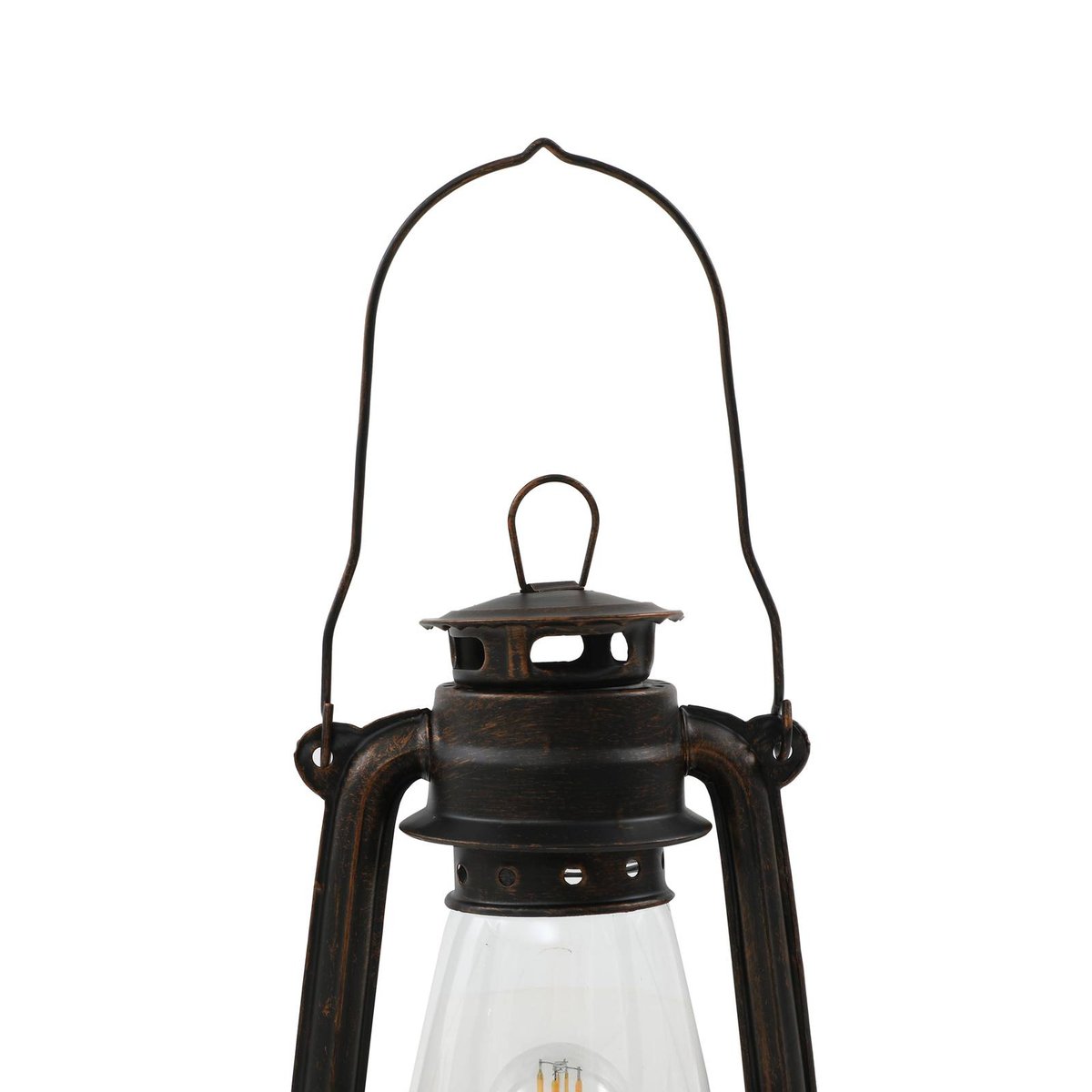 Lampe à poser en métal antique, Raisa rouille, transparent, LINDBY