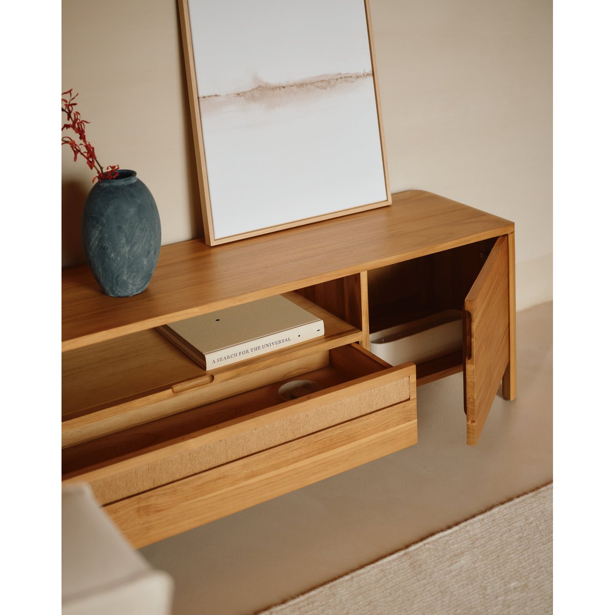 Meuble TV teck 180 cm - CIRO couleur unique, HANNUN