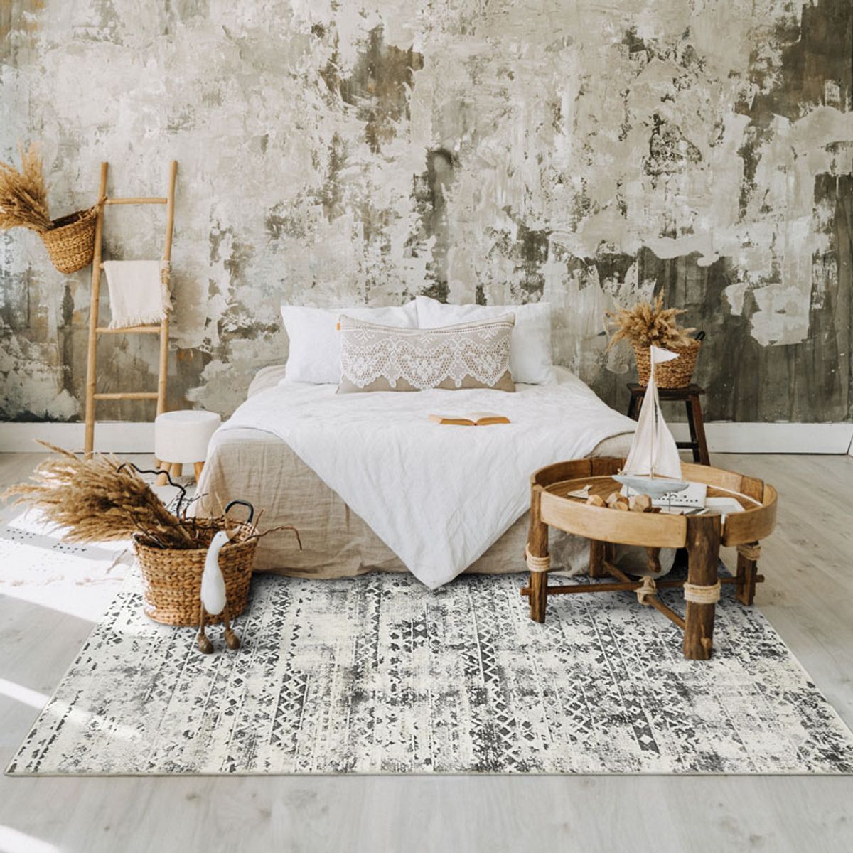 Tapis extra-doux motif croisillons   VESTALE CROISILLONS beige, THE DECO FACTORY