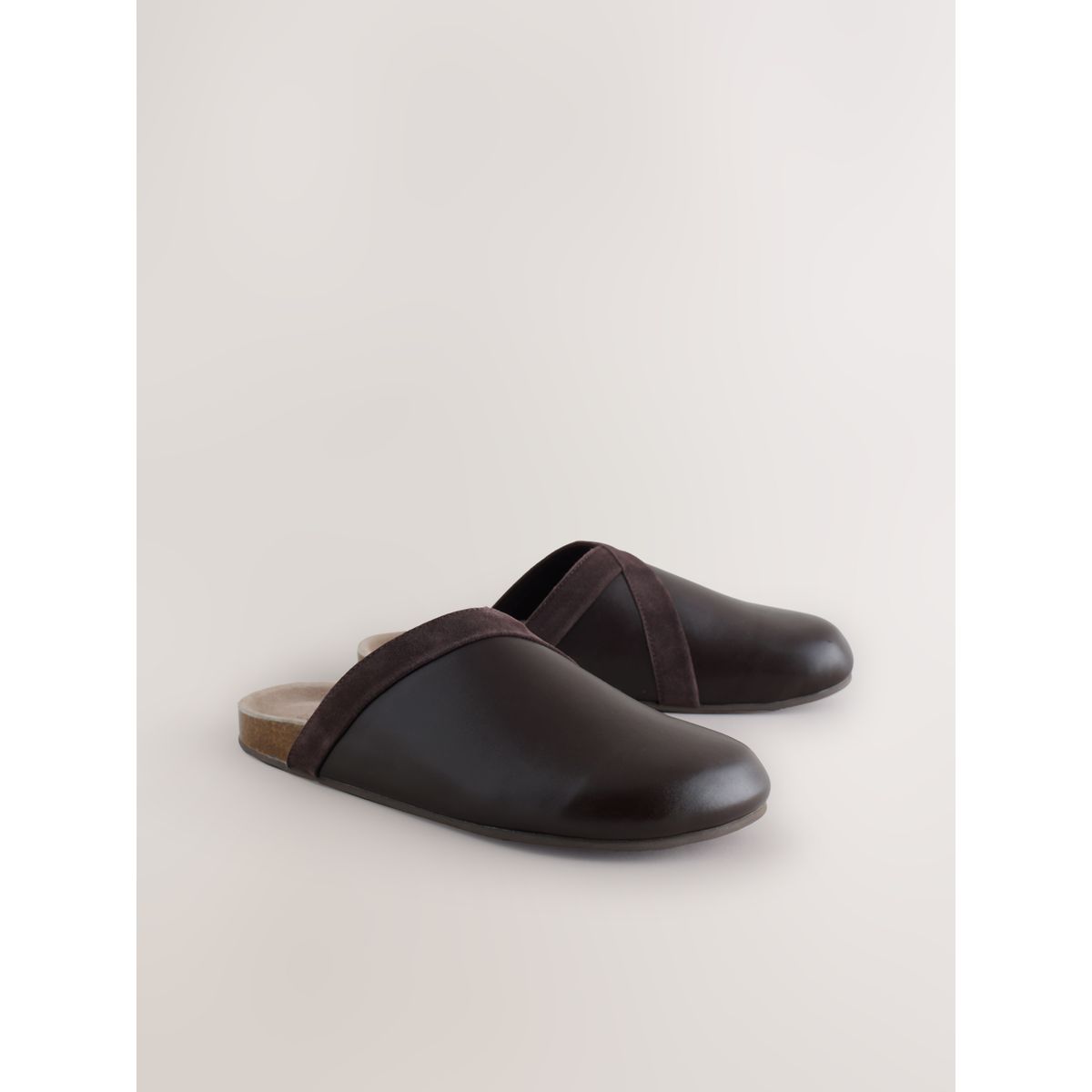 Sabots forever comfort cuir à assise moulée marron chocolat, NEXT