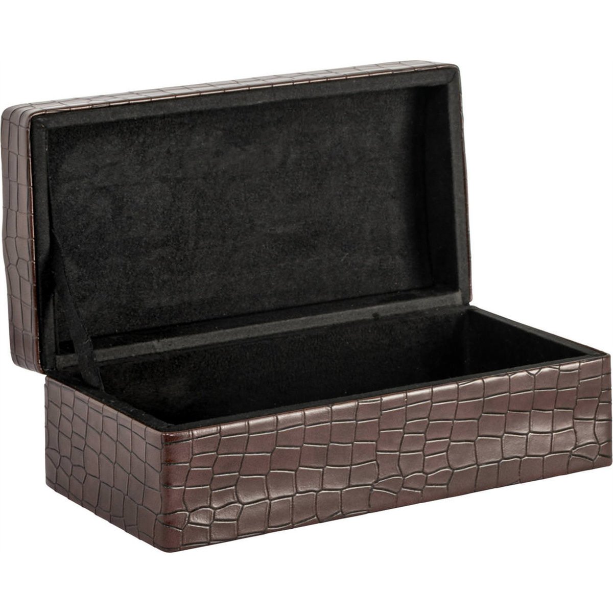Boîte de rangement effet croco marron foncé et doré, RECOLLECTION