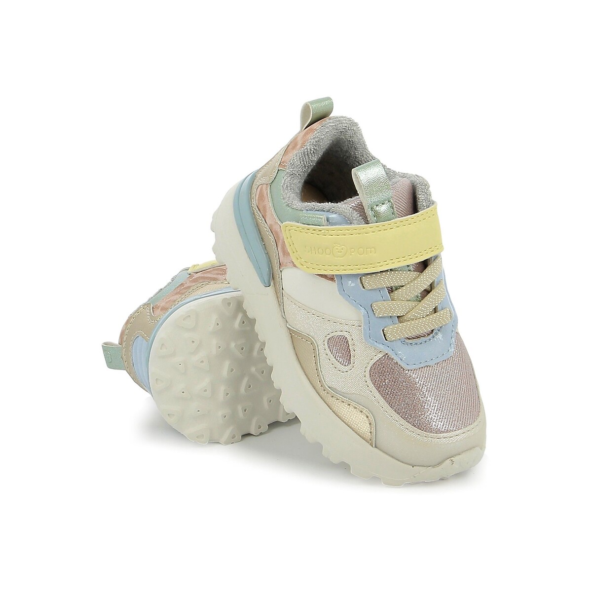 Kids Joggy Touch 'n' Close Trainers with Elasticated Laces pink/yellow, SHOO POM