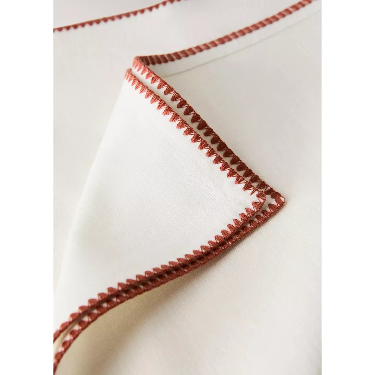 Serviettes de table lin coton contraste blanc cassé, MANGO HOME