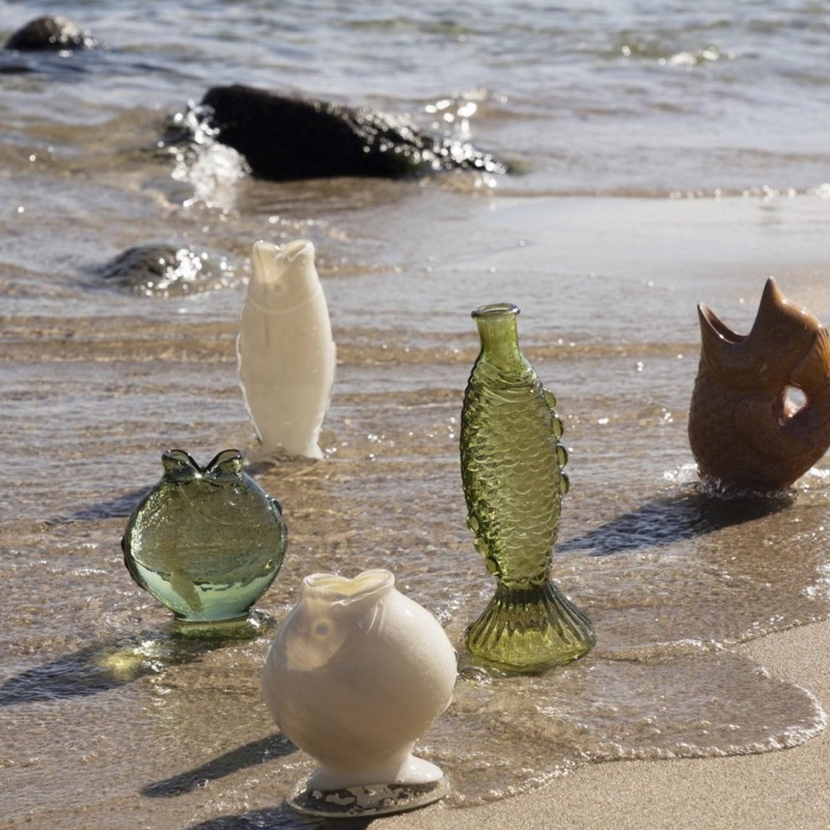 Vase verre poisson vert, MADAM STOLTZ