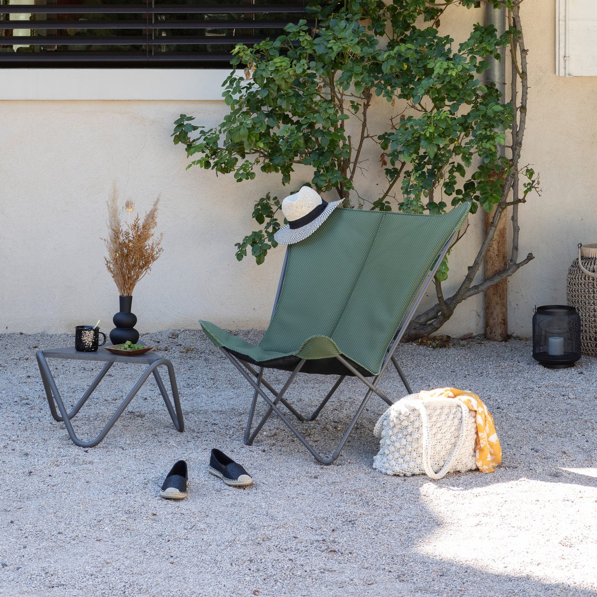 Fauteuil papillon matelassé grande largeur - POP UP XL vert olive, LAFUMA MOBILIER