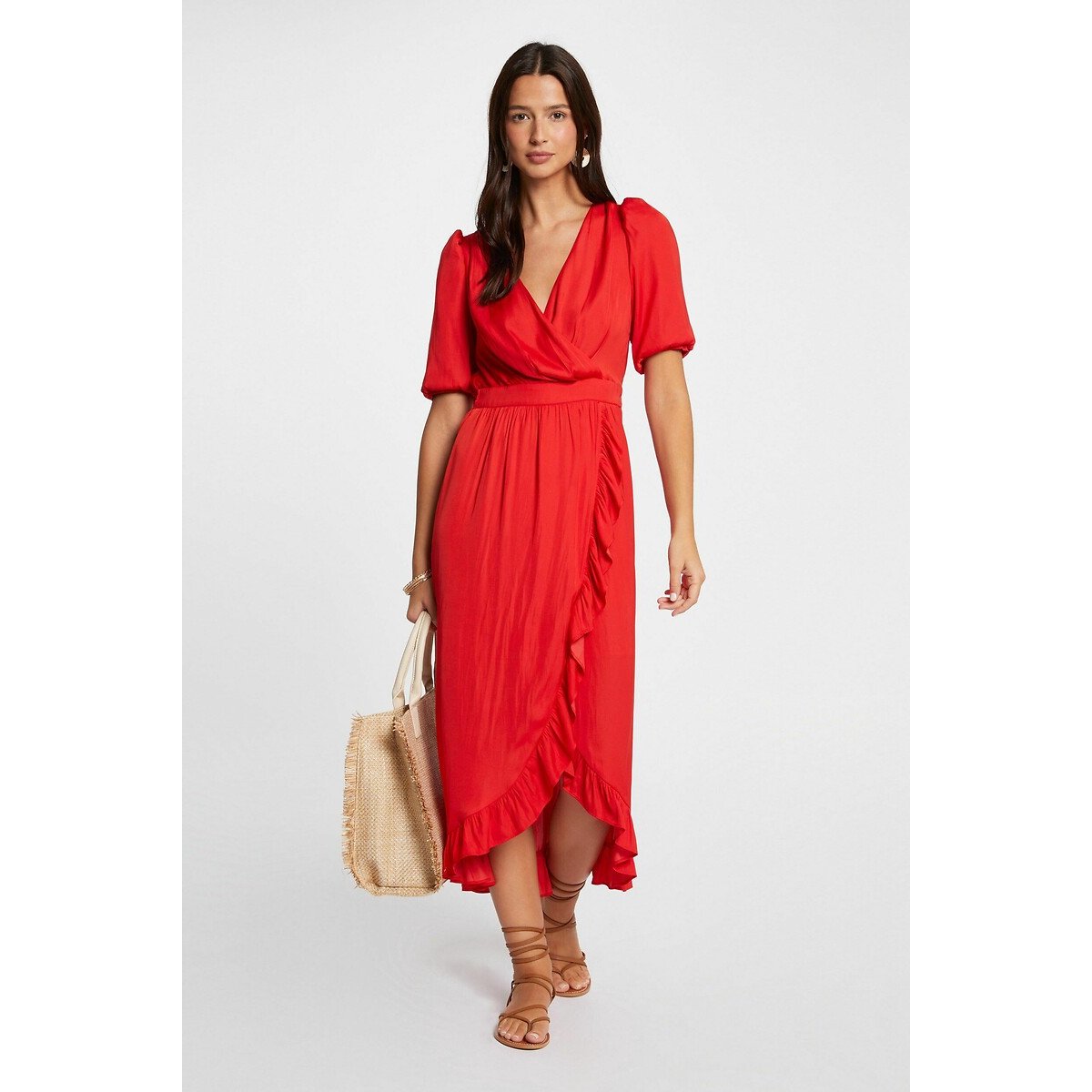 Wrapover Maxi Dress watermelon, MORGAN