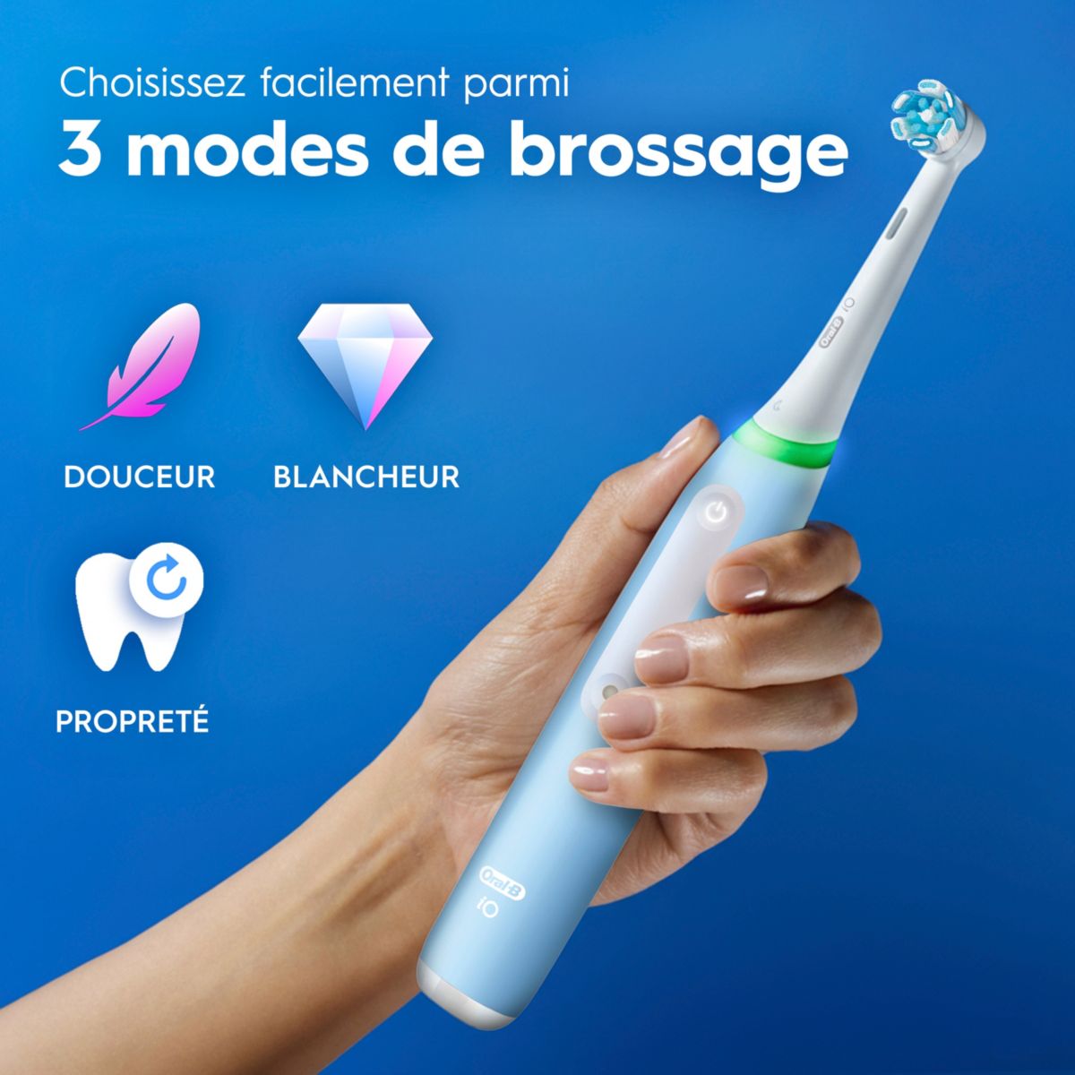 Brosse à dents électrique iO3S Bleue couleur unique, ORAL B