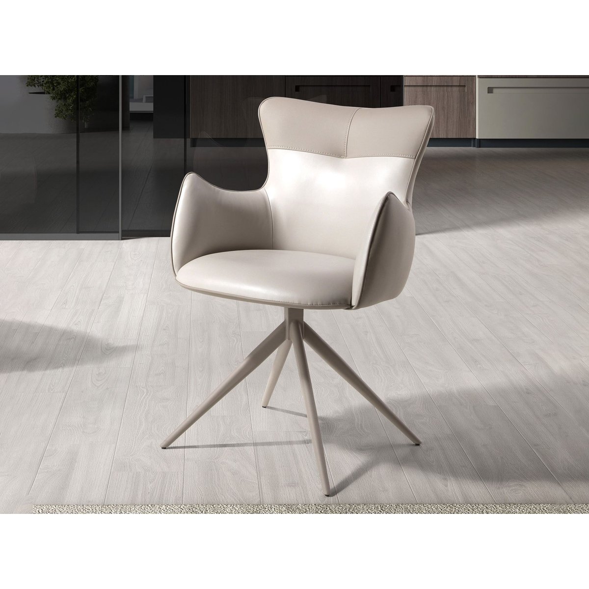 Chaise pivotante en similicuir blanc cassé | greige | sable, ANGEL CERDA