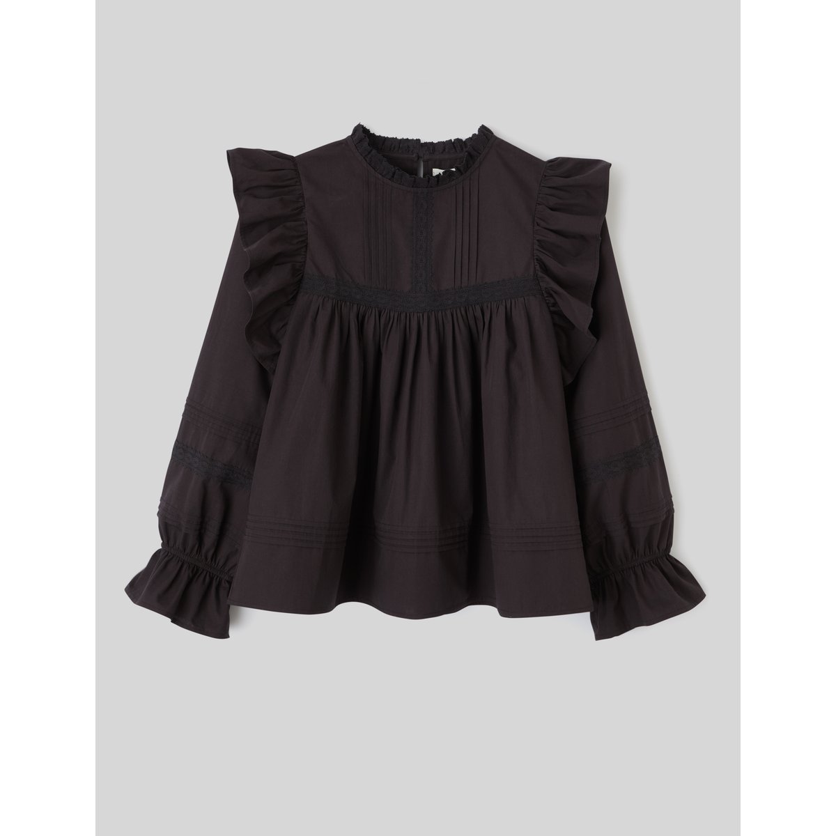 Blouse à volant noir, BZB