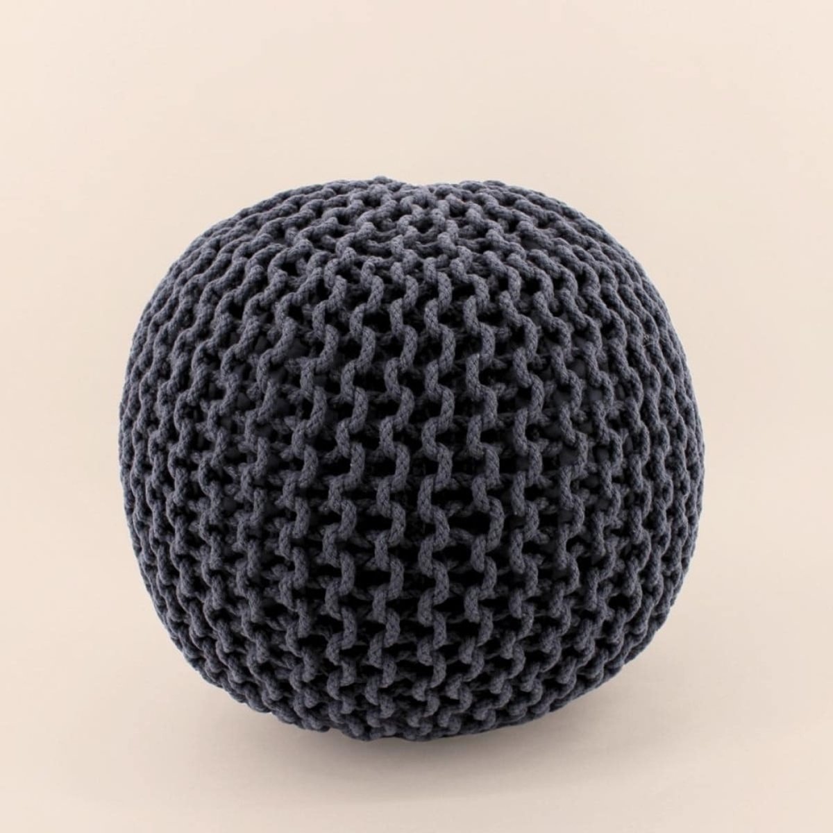 Pouf rond tricot 40x30cm gris, ORNAMI