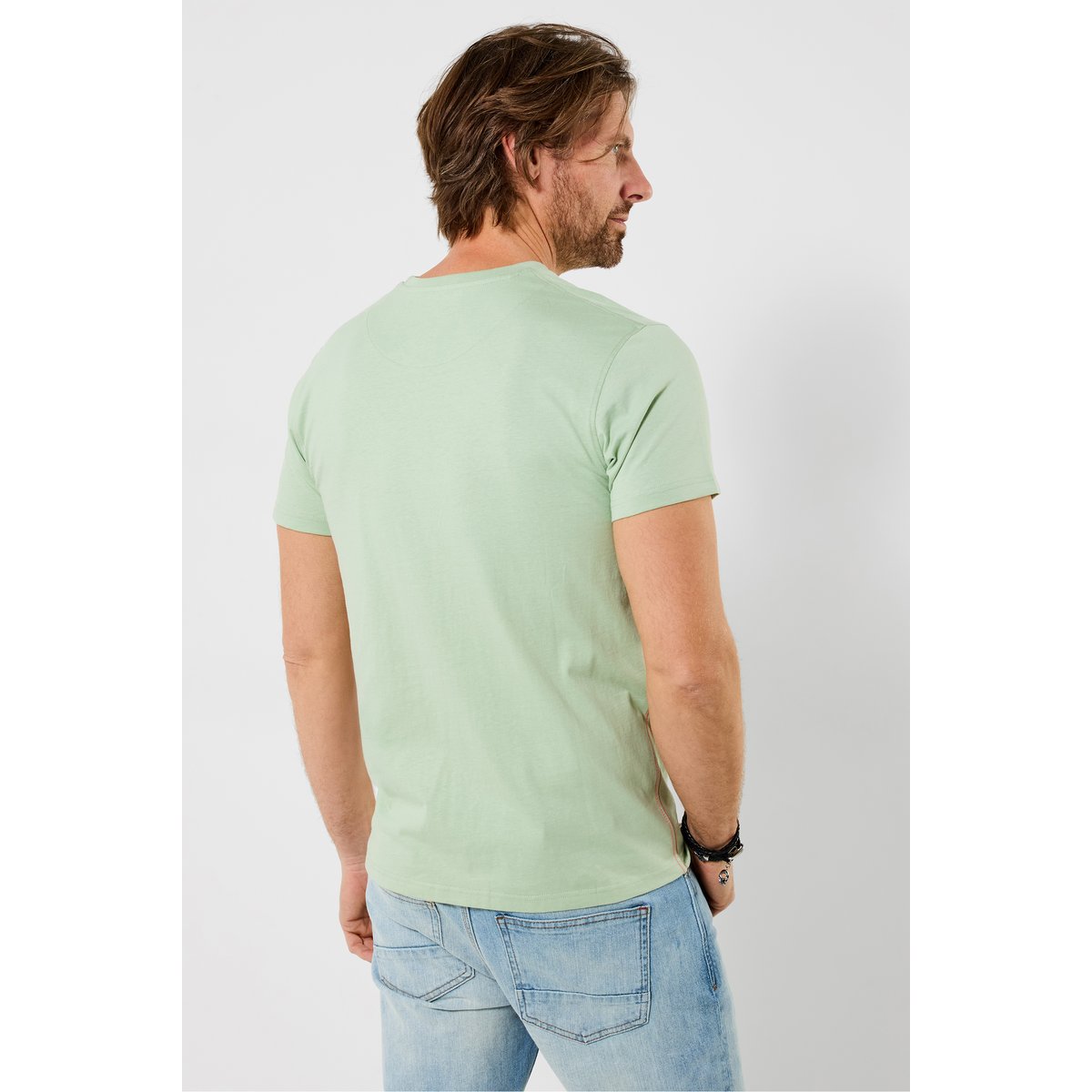 T-shirt graphique crâne et planche de surf vert, JOE BROWNS