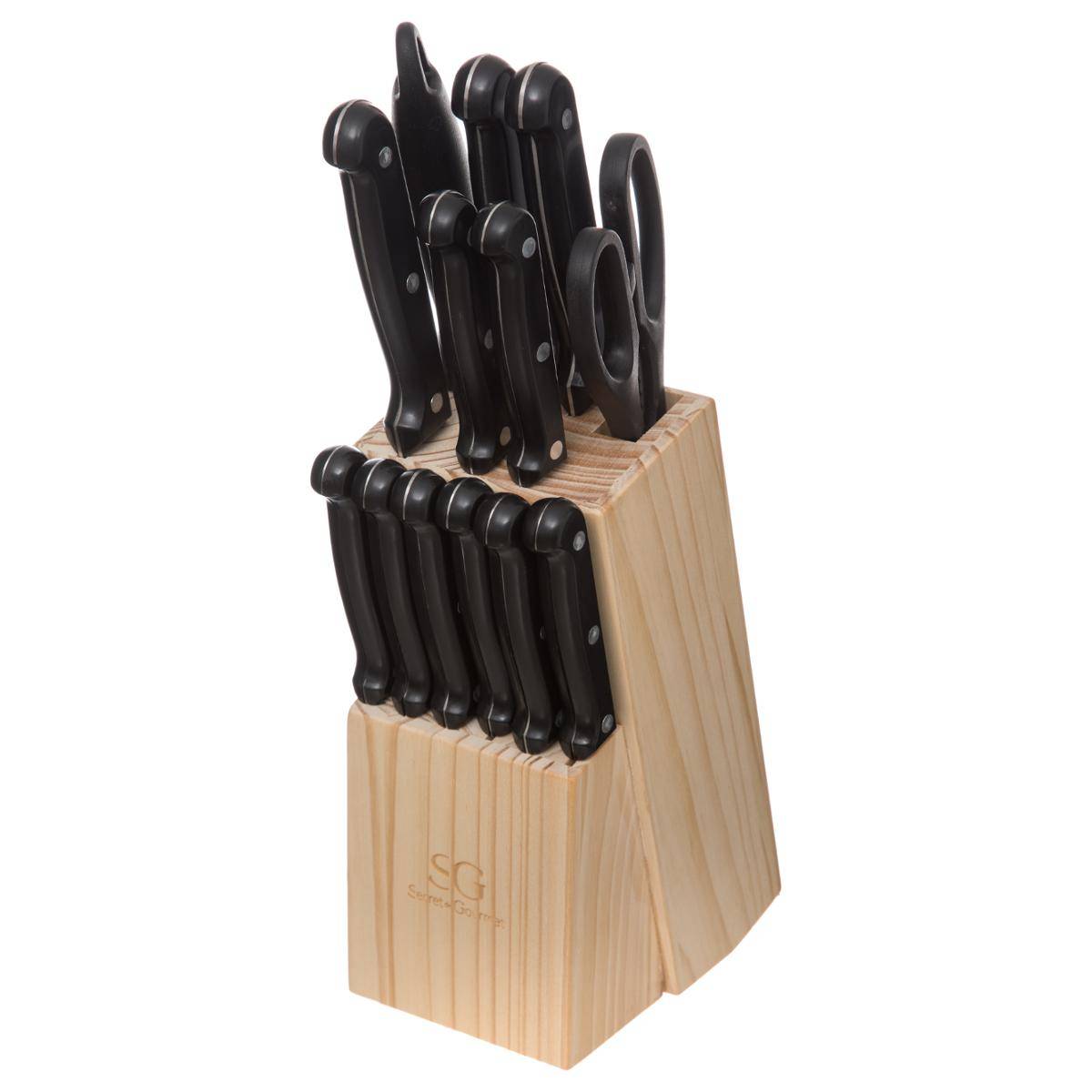 Bloc 11 couteaux avec aiguisoir/ciseaux ESSENTIEL BLACK beige, 5FIVE SIMPLY SMART
