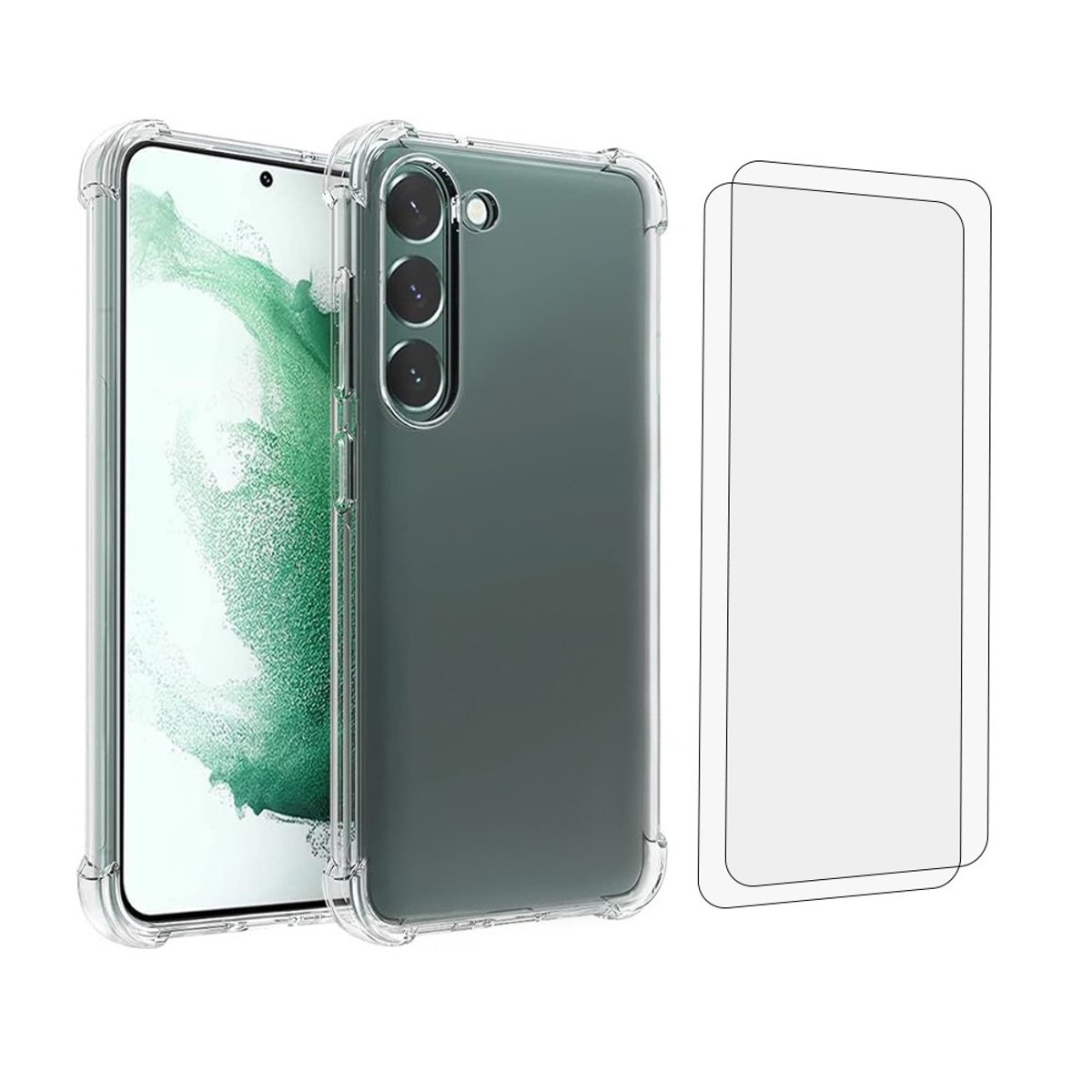 Coque Galaxy S23 Plus antichoc + 2 vitres transparent, EVETANE