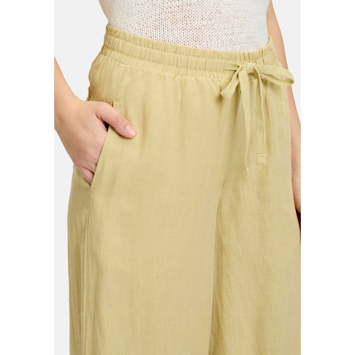Pantalon en lin unicolore weeping willow, CARTOON