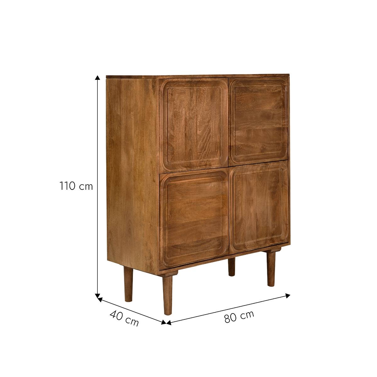 Buffet haut en bois de manguier foncé VIVIENNE bois foncé, MADE IN MEUBLES