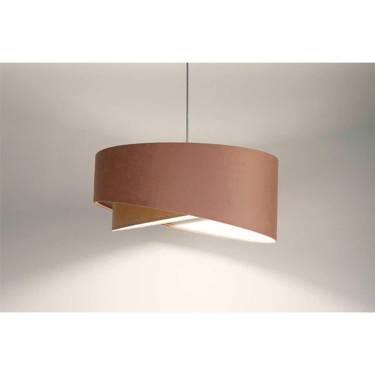 Suspension ronde en velours lumière douce Jasmin bebe gris clair avec velours rose poudré, BPS KONCEPT