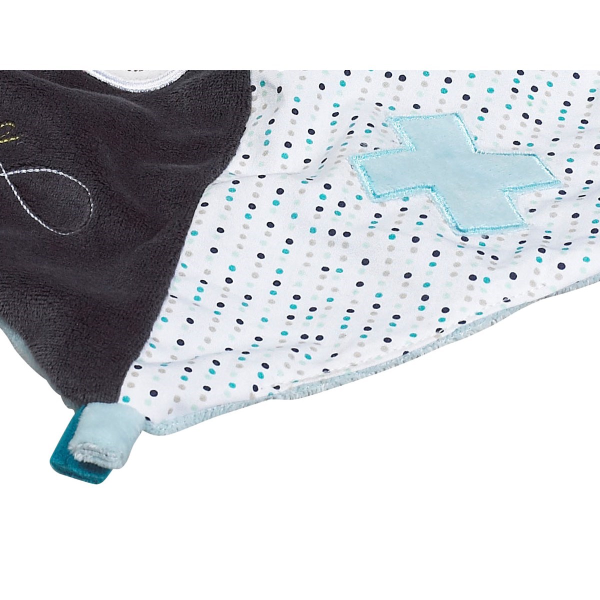 Doudou Mouchoir en velours bleu, SAUTHON