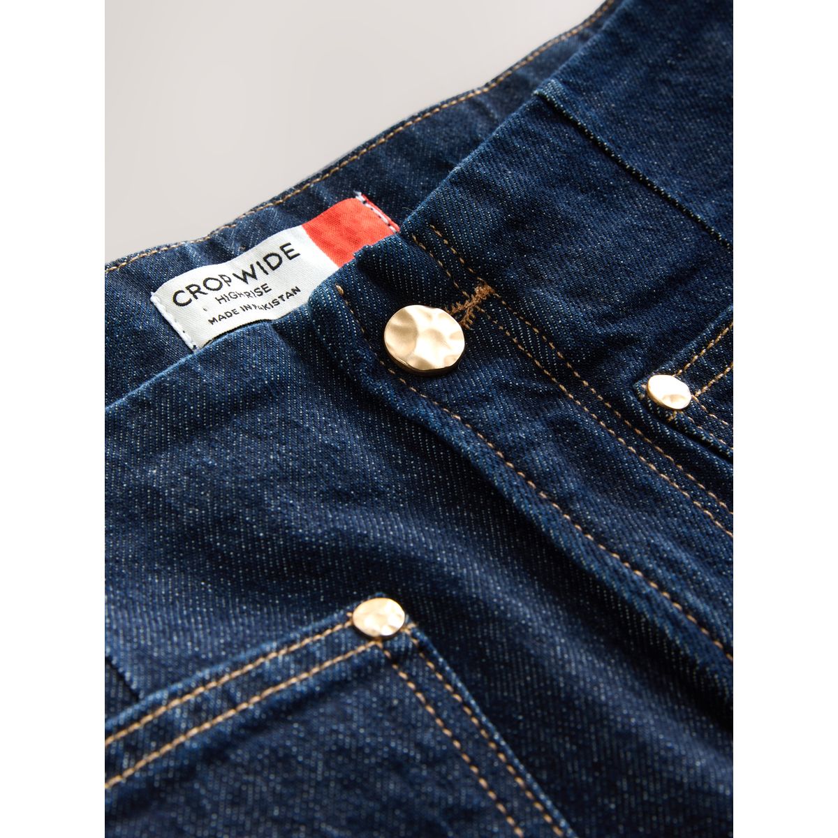 Jean court et large à poche plaquée bleu indigo, NEXT