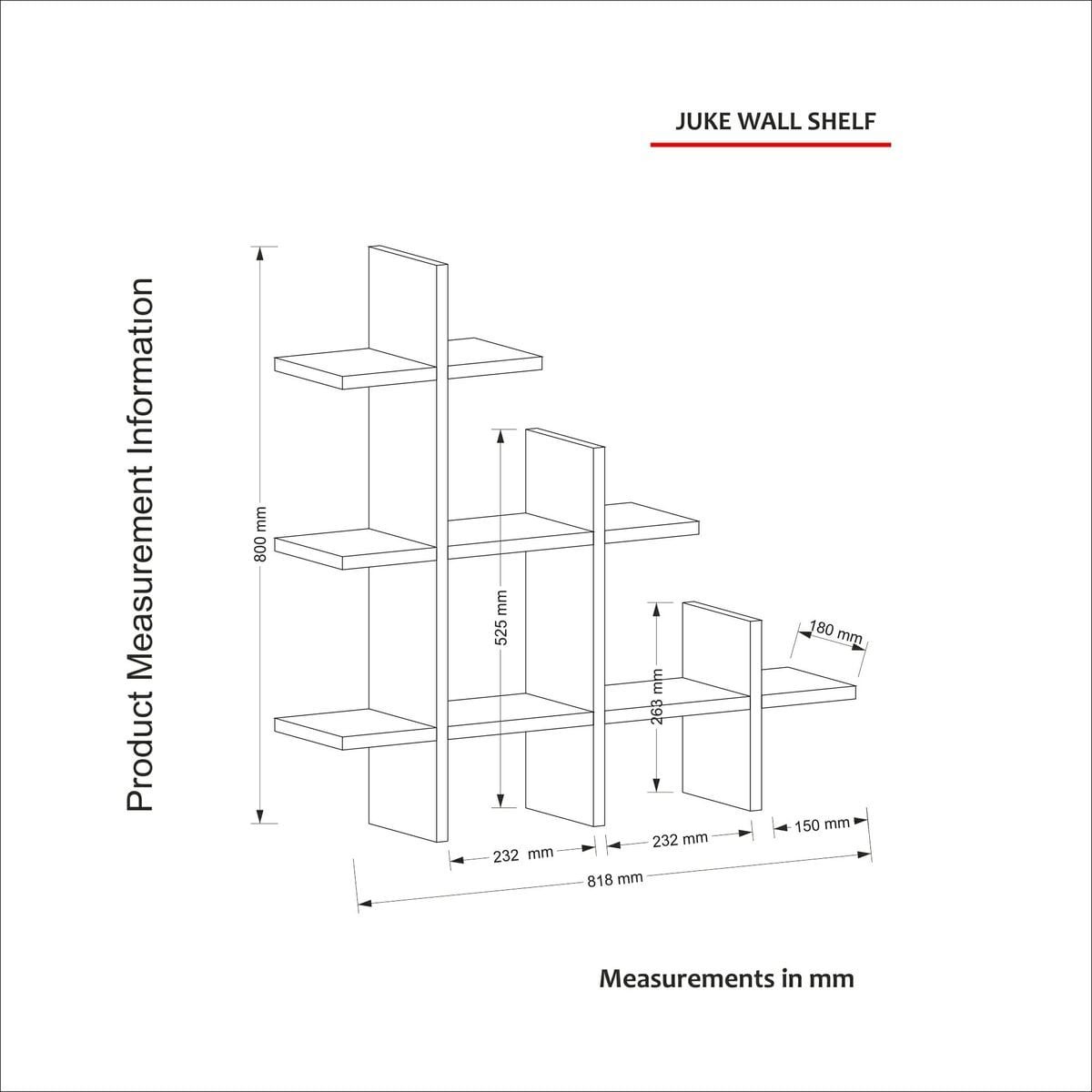 Etagère murale asymétrique 3 niveaux - FARO noyer, HOMIFAB