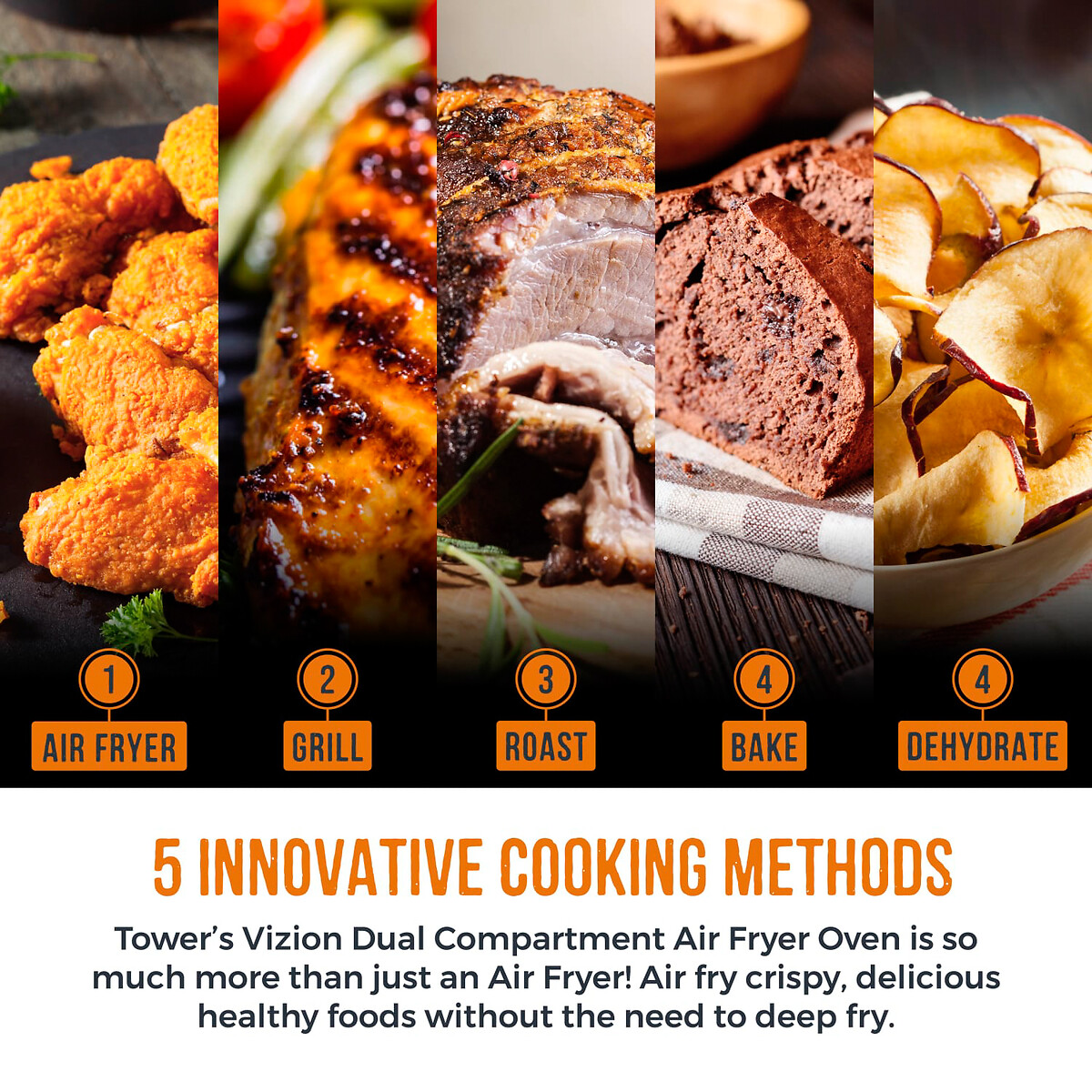 Vortx Vizion 11L Dual Air Fryer - T17102 black, TOWER