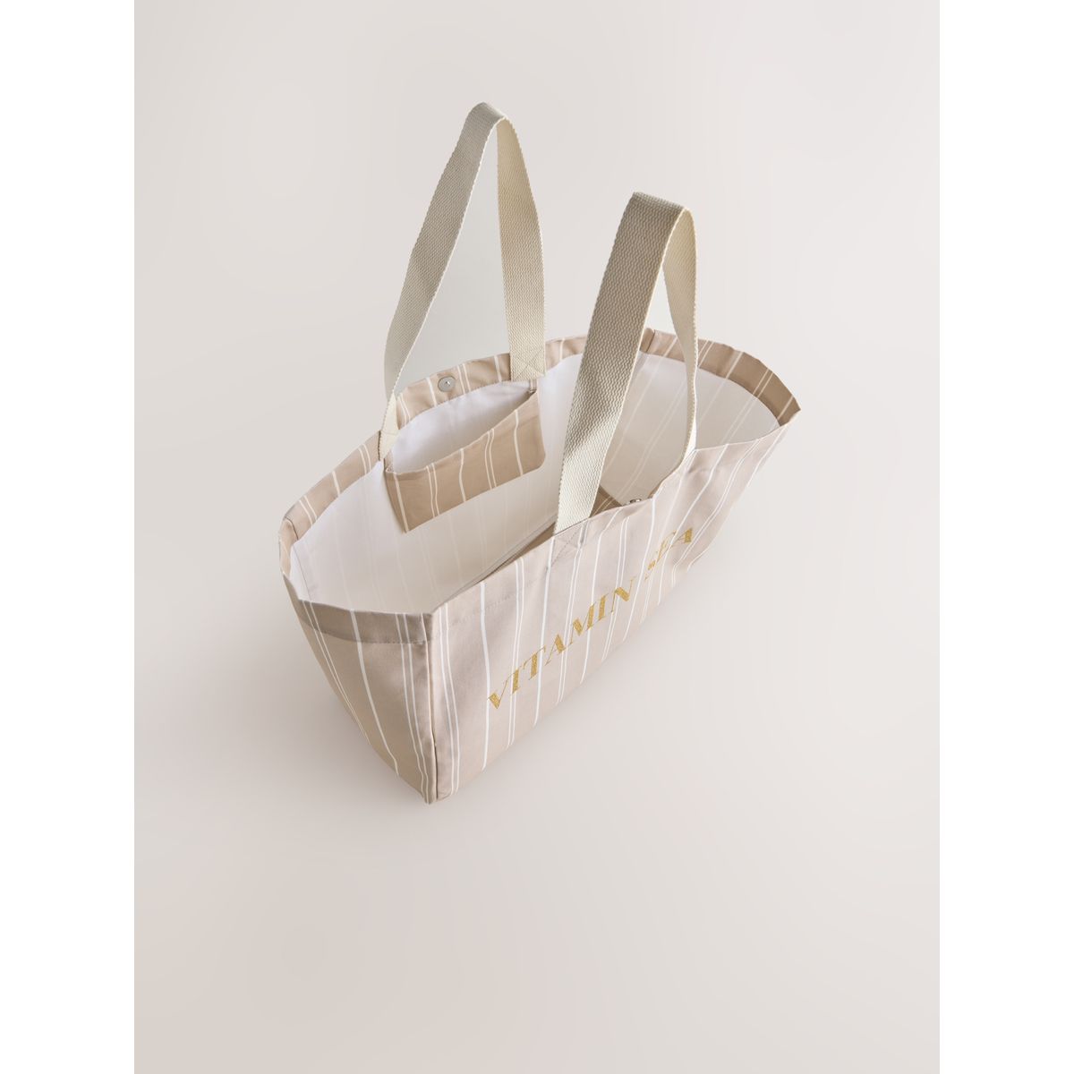 Cabas en coton rayure neutre, NEXT