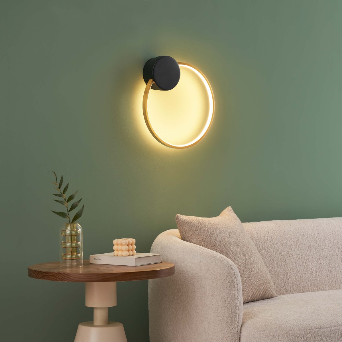 Applique circulaire LED anneau doré - ALISA laiton et noir, KOSILUM
