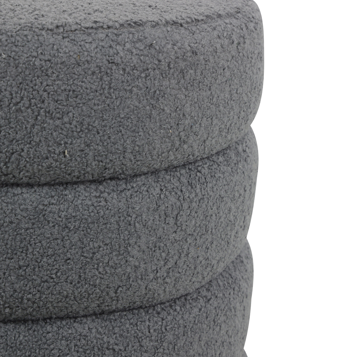 Pouf tissu bouclette rase gris bleu, ZAGO