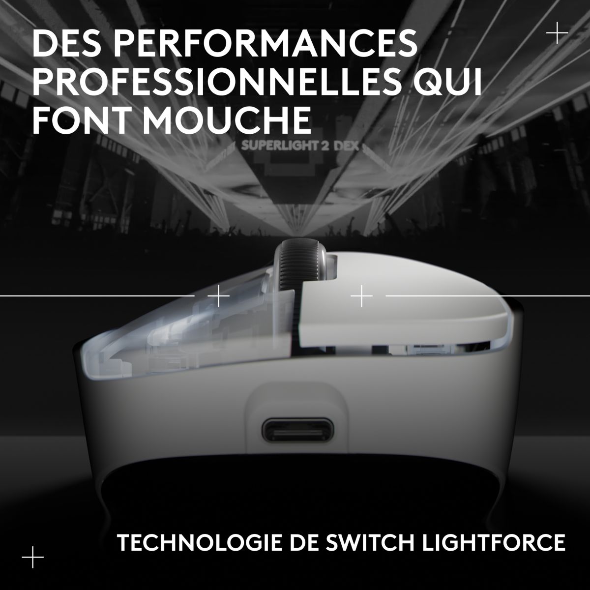 Souris Gamer Sans Fil PRO X SUPERLIGHT2 DEX LIGHTSPEED Blan couleur unique, LOGITECH