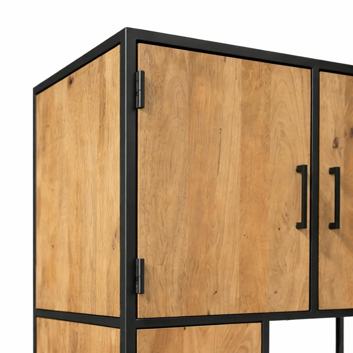 Bibliothèque en bois clair 4 portes 4 tiroirs RIVANO bois naturel, PIER IMPORT