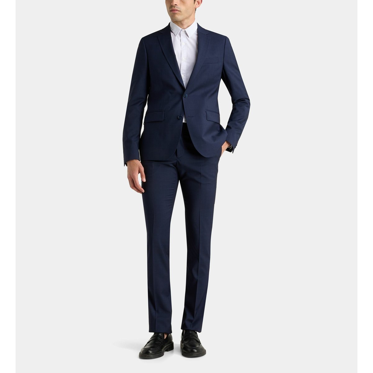 Veste de costume slim trevise en laine bleu, COMPTOIR GL