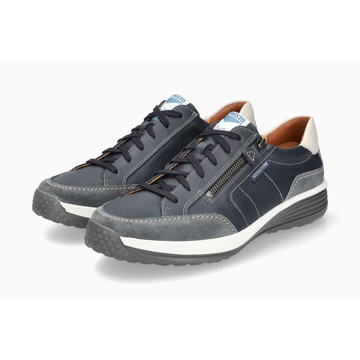 Baskets en cuir SACCO gris metallique p5145103, MEPHISTO
