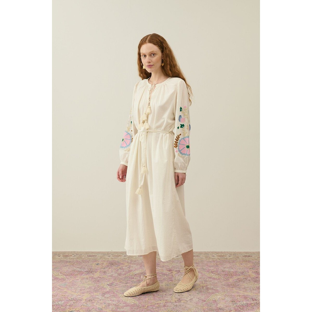 Martina Embroidered Maxi Dress with Long Sleeves white, LOUISE MISHA