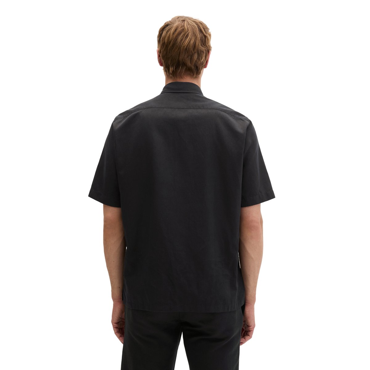 Chemise à manches courtes regular en doux TENCEL™ Lyocell - Mix noir, MARC O'POLO