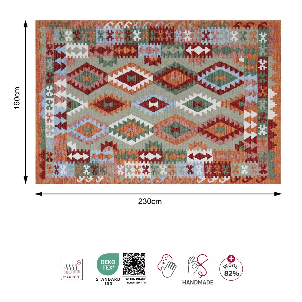 Tapis en laine, ETHNIC multicolore, INSPIRE