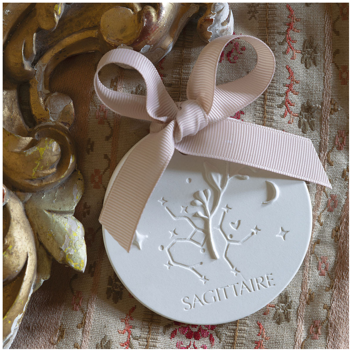 Décor parfumé Astral Sagittaire Voile de Lin blanc, MATHILDE M