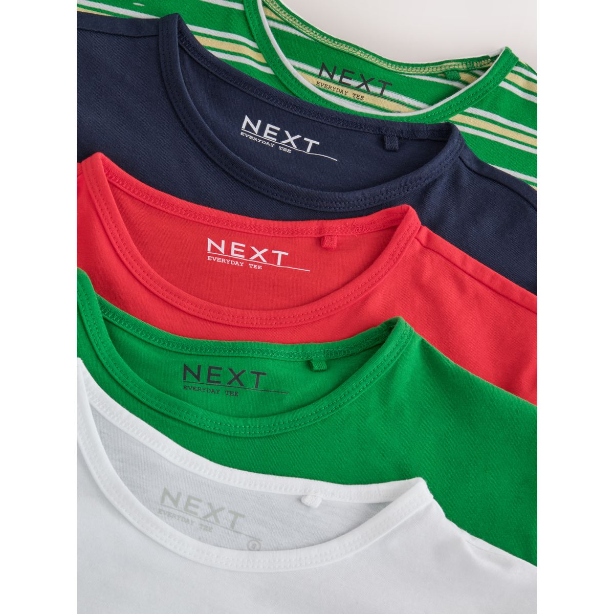 T-shirt ras du cou the everyday, lot de 5 bleu marine/rouge/blanc/vert/jaune, NEXT
