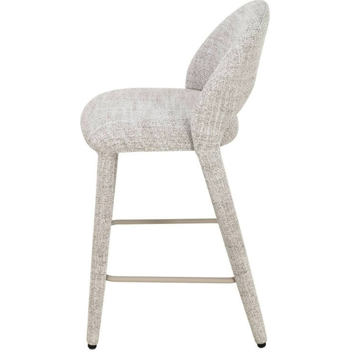 Tabouret de bar en tissu, Dossier arrondi crème marron, RECOLLECTION