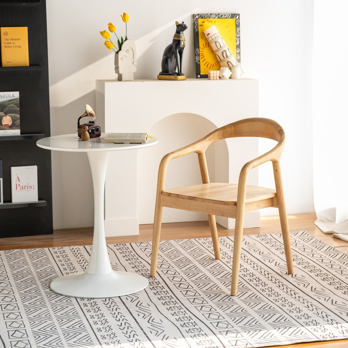 Chaise repas avec accoudoirs en frêne naturel, ZAGO
