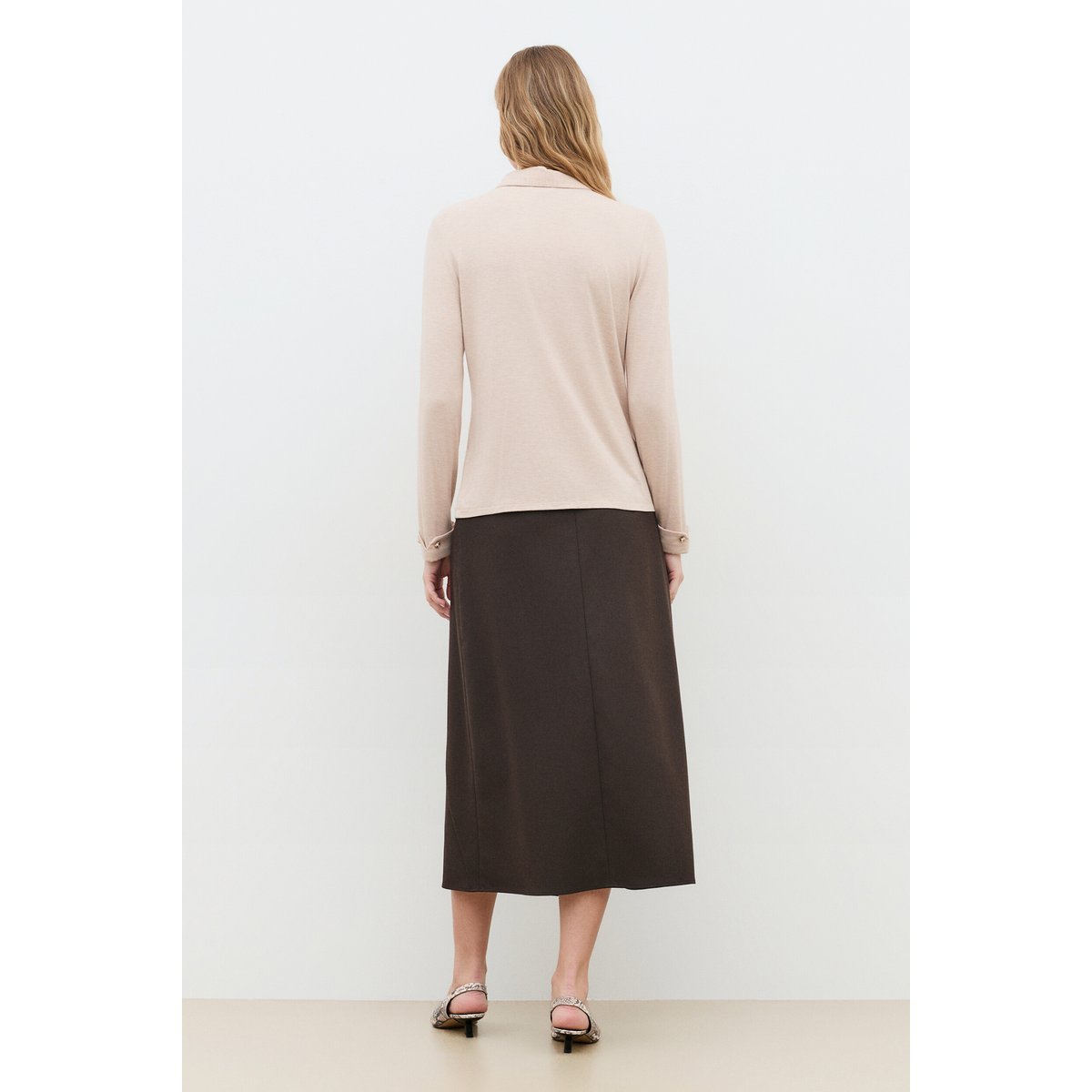 T-shirt droit col chemise TNINE beige, CAROLL