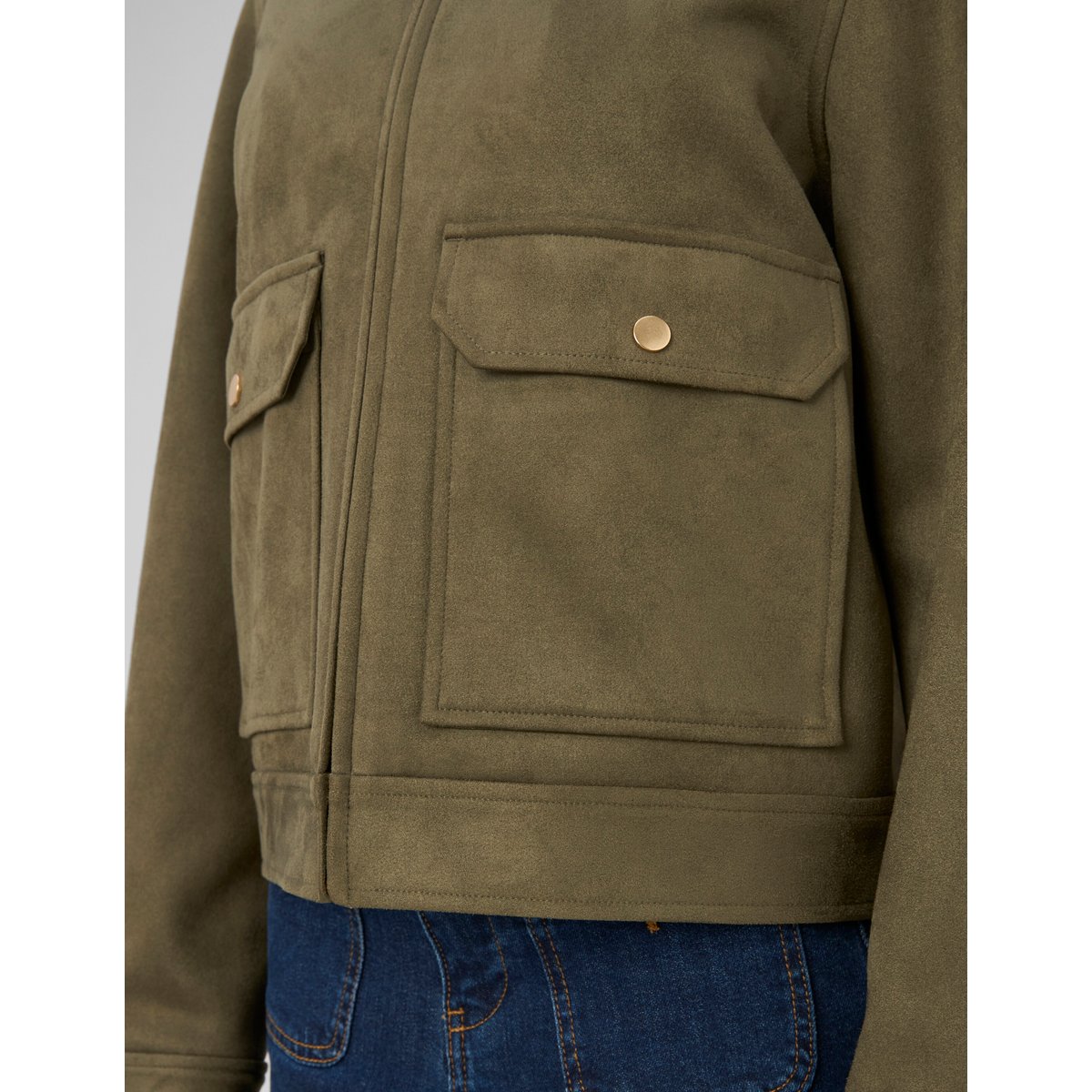 Veste zippée en suédine vert kaki, BZB