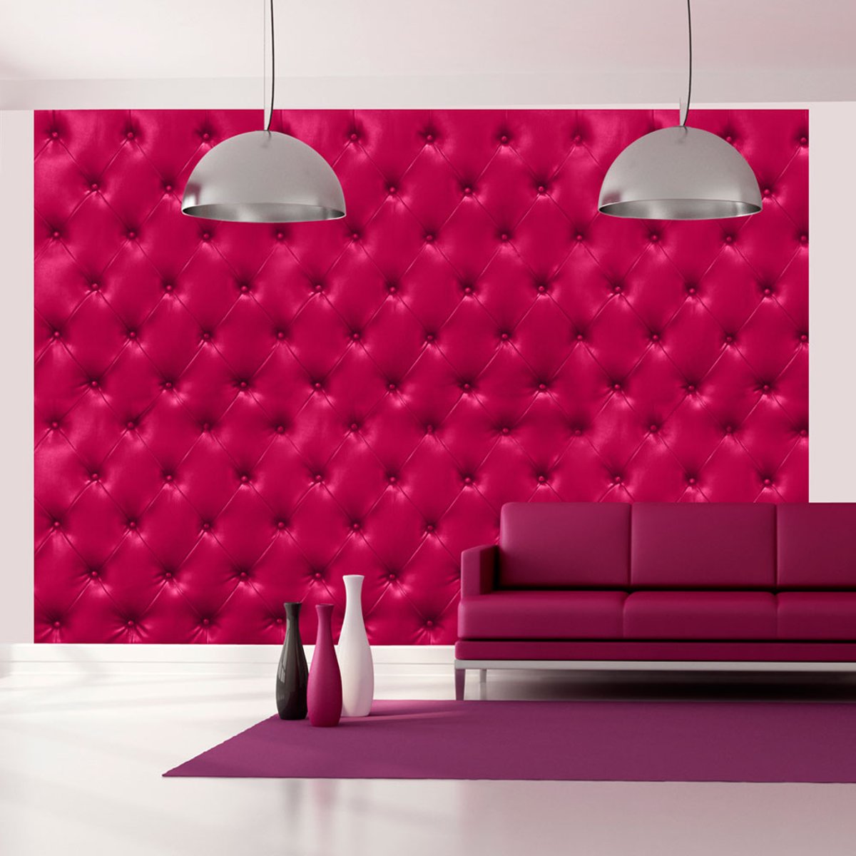 Papier peint intissé panoramique Fuchsia rhombuses rose, EDEN