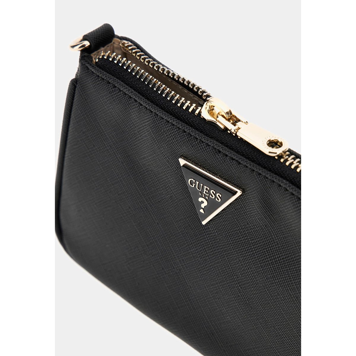 Mini Pochette Saffiano noir, GUESS