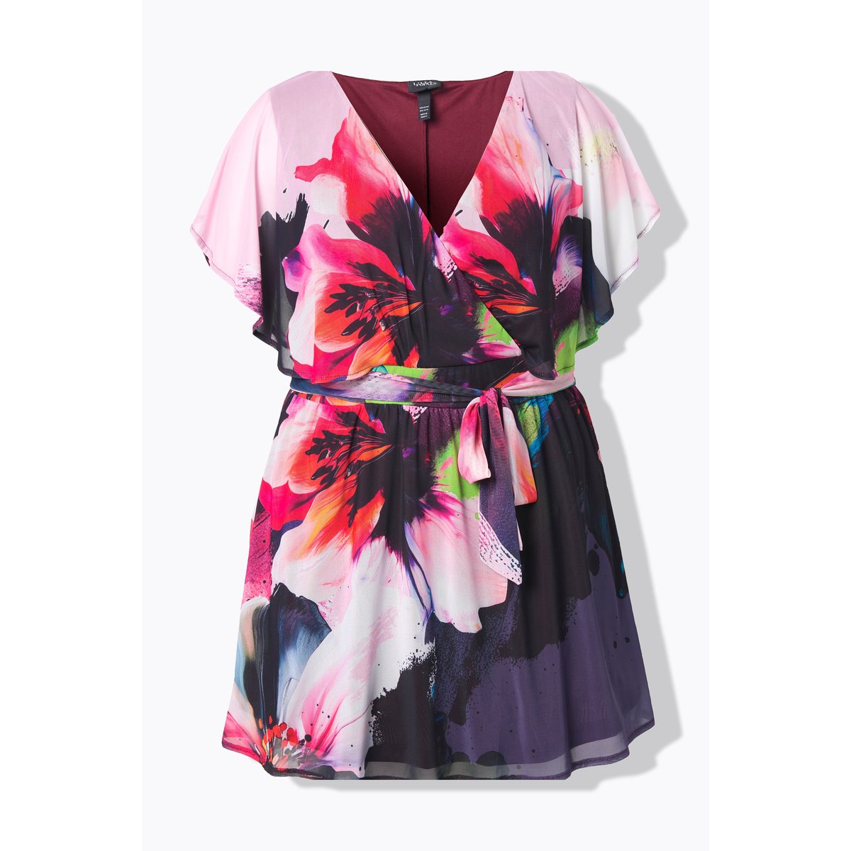 Tunique avec voile en mousseline aubergine, ULLA POPKEN