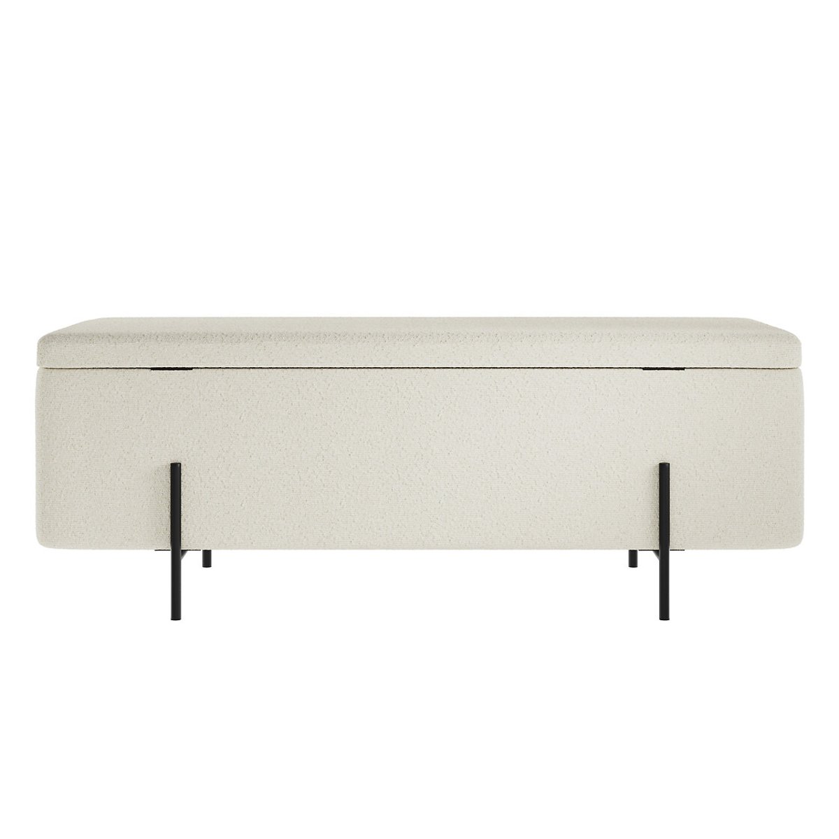 Bouclé Storage Ottoman Bench ivory, SO'HOME