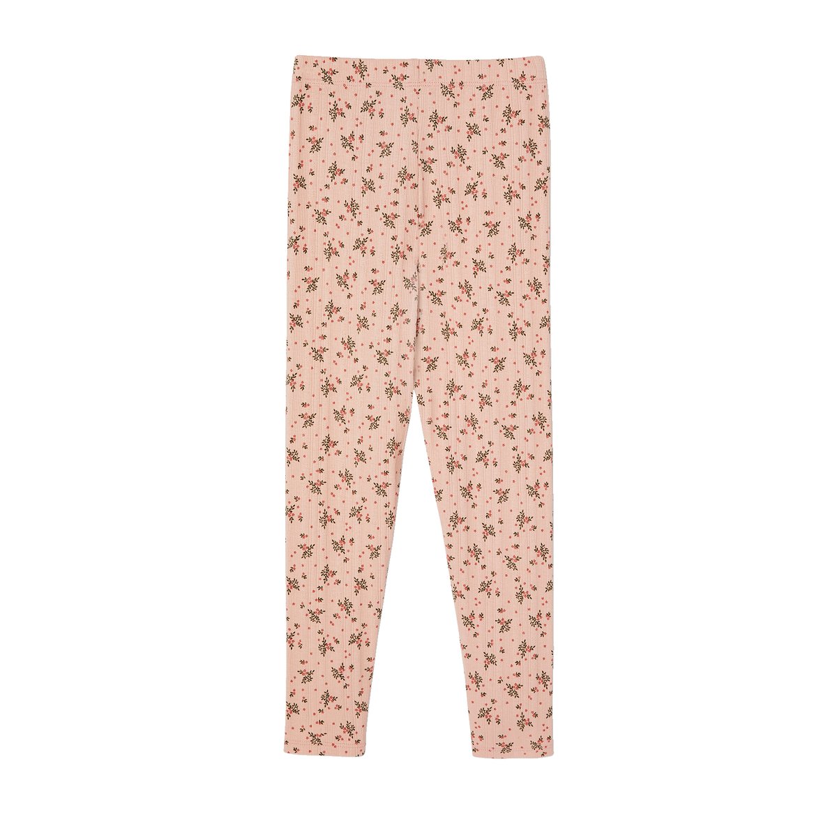 Legging à fleurs maille pointelle rose poudré, VERTBAUDET