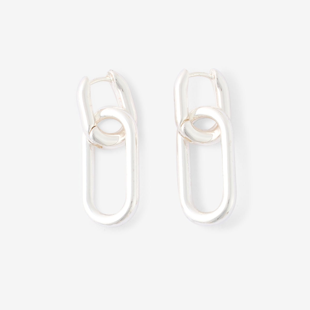 Boucles d'oreilles anneaux rectangulaires argentés argenté, BALABOOSTE