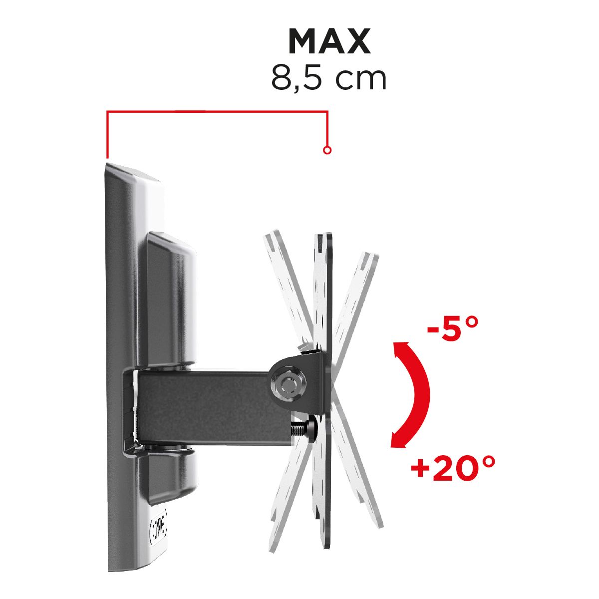 Support mural TV FTR 100 FLAT couleur unique, MELICONI